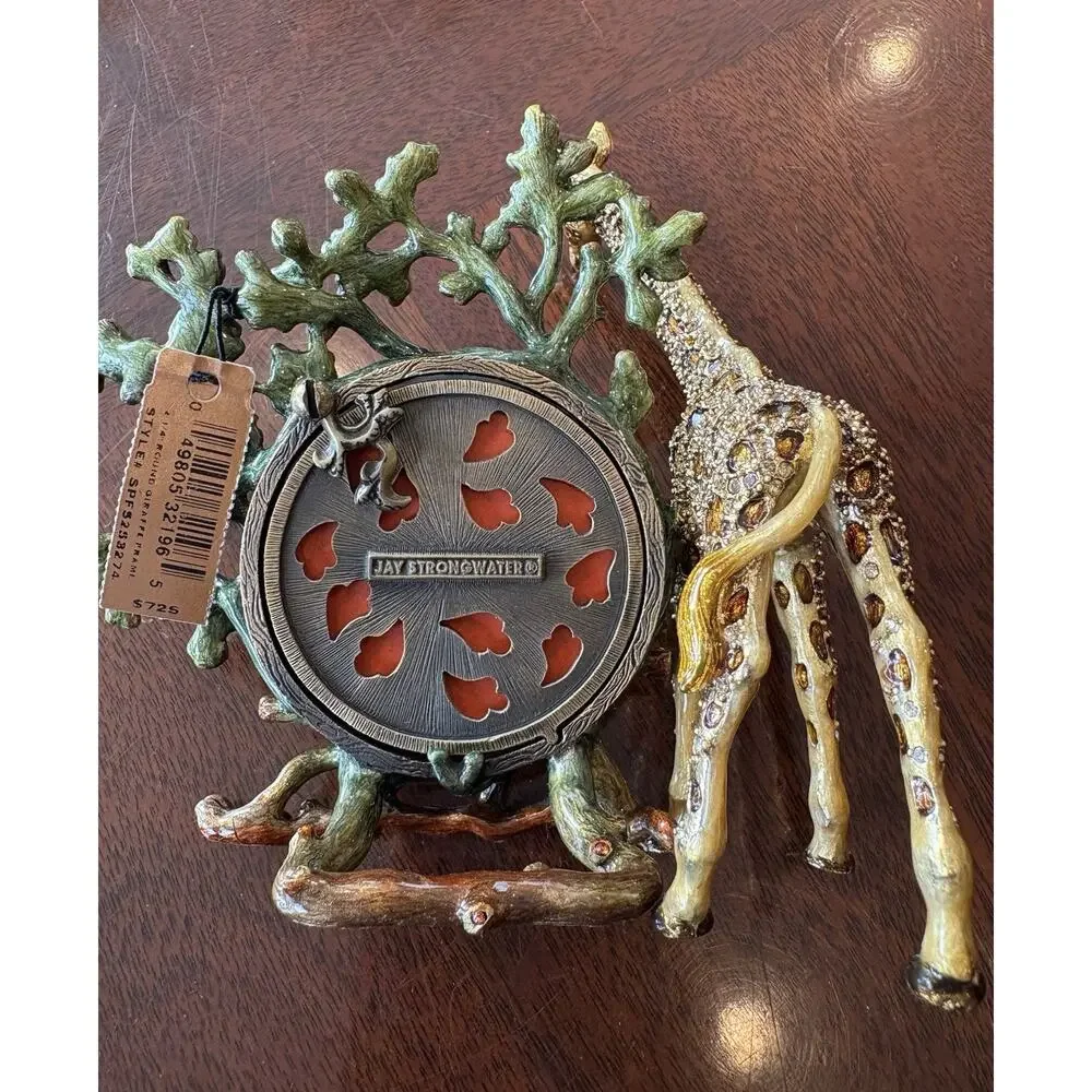 Jay Strongwater Giraffe Round Picture Frame Jungle Collection safari Crystals